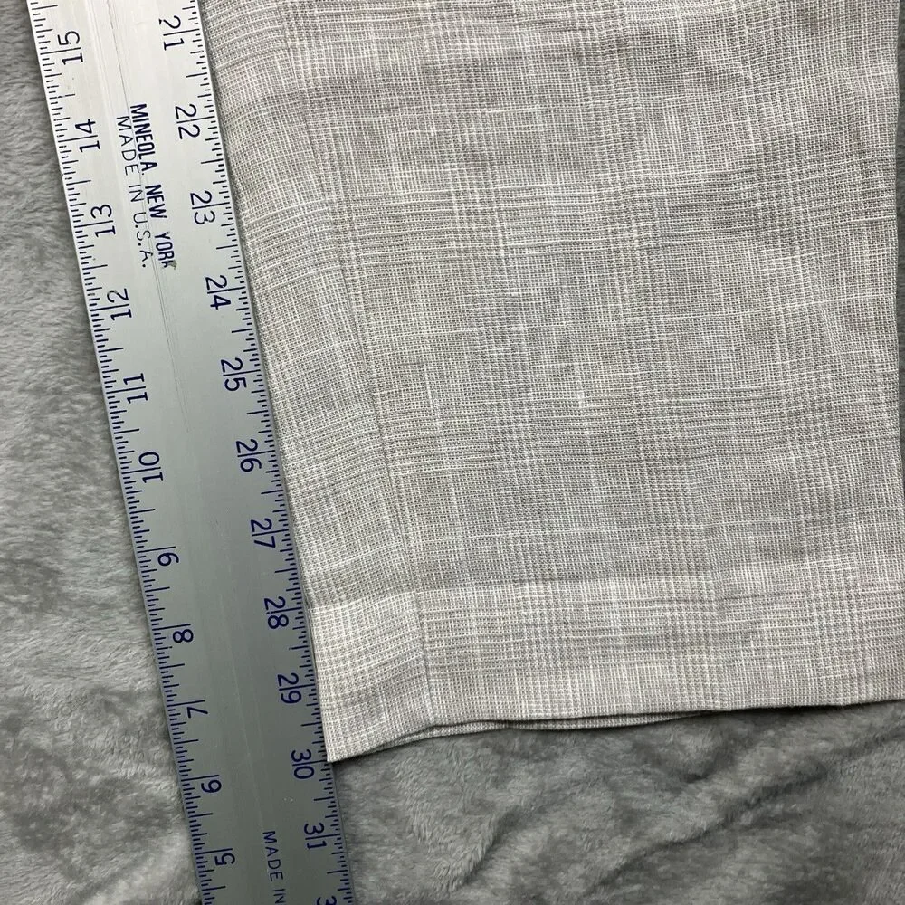 J Crew Suit Pants Mens 33x30 Beige Linen Windowpane Plaid Thompson Lightweight